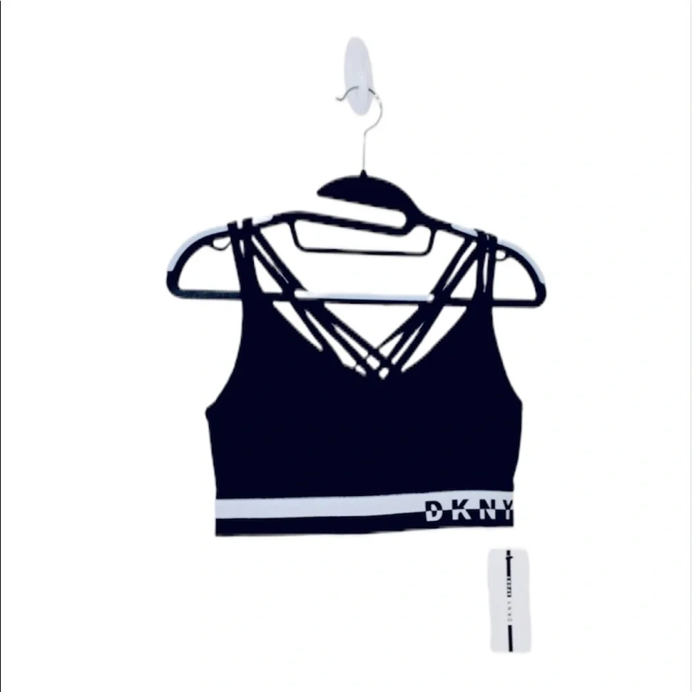 NWT DKNY: Gray Cross Back Workout Sports Bra